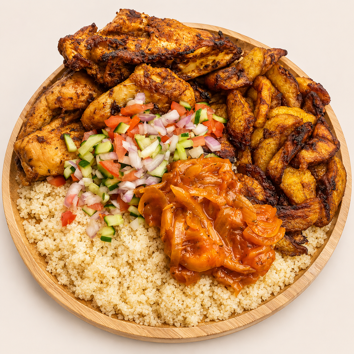 Attiéké poulet grillé + alloco