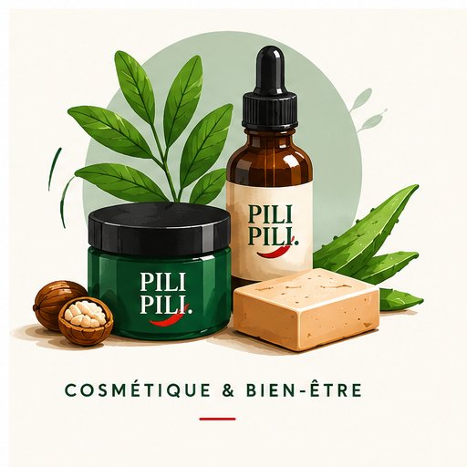 Illustration PILI PILI — Cosmétique & Bien-être (karité, huiles, savon noir)